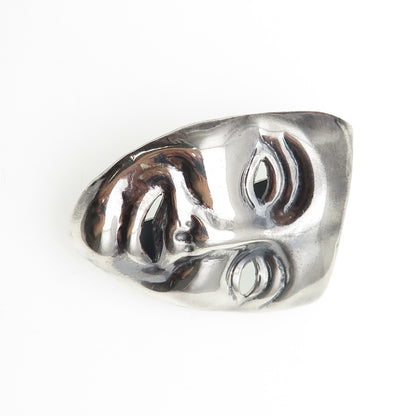 925 Sterling Silver Vintage Mexico Comedy Mask Oxidized Pin Brooch