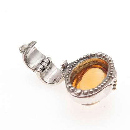 LAGOS Caviar 925 Sterling Silver 18K Gold Vintage Real Citrine Modernist Pendant