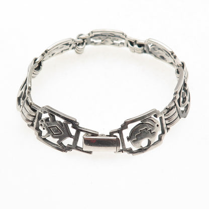 Shube Old Pawn 925 Sterling Silver Vintage Native Animal Oxidized Bracelet 6.75"