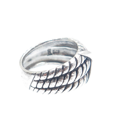 KEN CRAFTS 925 Sterling Silver Vintage Crisscross Oxidized Ring Size 5.75