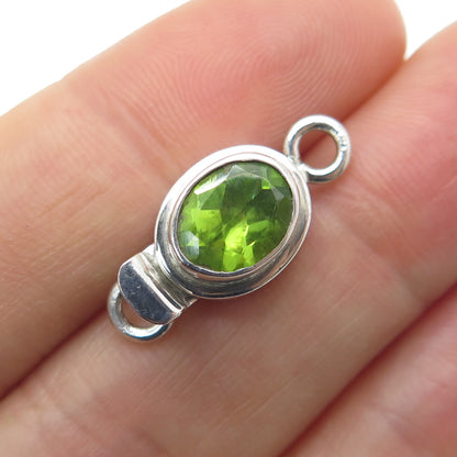 925 Sterling Silver Vintage Real Peridot Gem Lock Clasp for Bracelet/Necklace