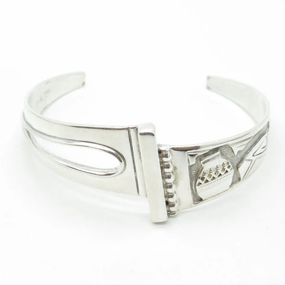 925 Sterling Silver Vintage Jeanette Walker Jewellery Artisan Cuff Bracelet 7.5"