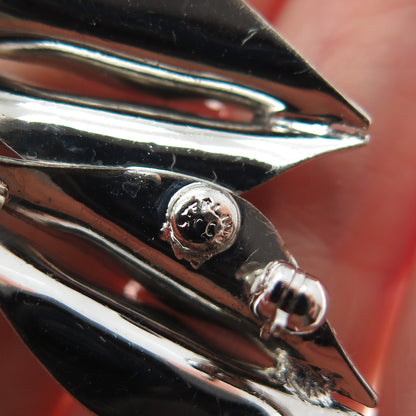 CURTIS CREATIONS 925 Sterling Silver Antique Real Hematite Flora Leaf Pin Brooch