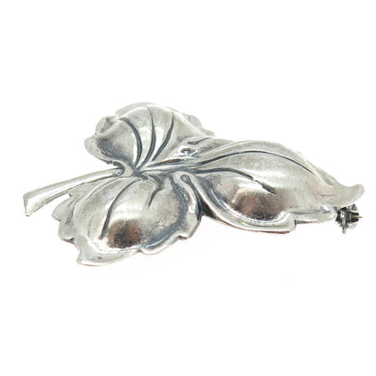 JEWELART 925 Sterling Silver Antique Art Deco Leaf Pin Brooch