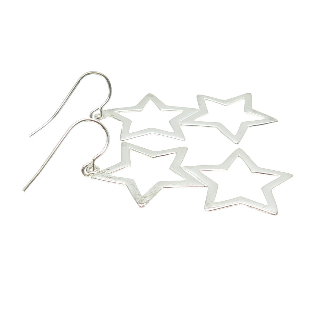 DEE BERKLEY JEWELRY 925 Sterling Silver Star Dangle Hook Earrings