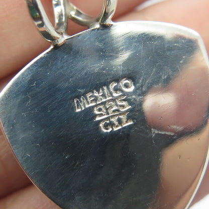 925 Sterling Silver Vintage GIL Mexico Real Aventurine Pendant