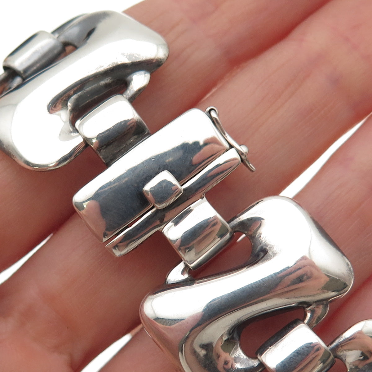 CNA Pranda 925 Sterling Silver Vintage Modernist Letter Z Link Bracelet 7.25"
