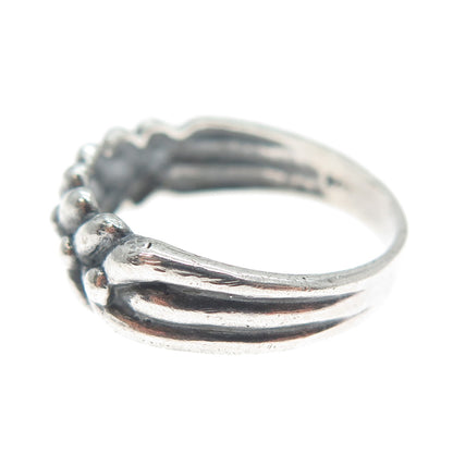 925 Sterling Silver Vintage Modernist Wheat Link Oxidized Ring Size 8.75