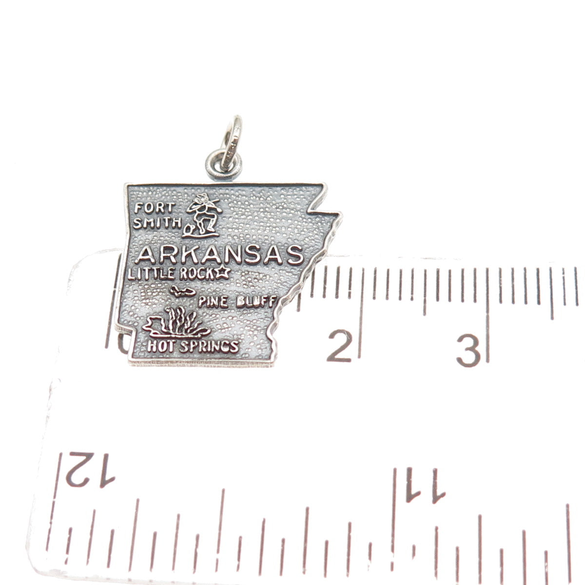 FRENCH & FRANKLIN 925 Sterling Silver Vintage Arkansas Map Mini Charm Pendant