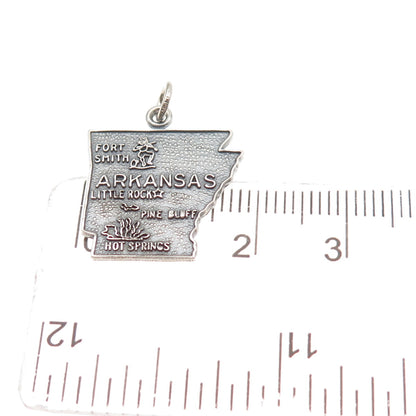FRENCH & FRANKLIN 925 Sterling Silver Vintage Arkansas Map Mini Charm Pendant