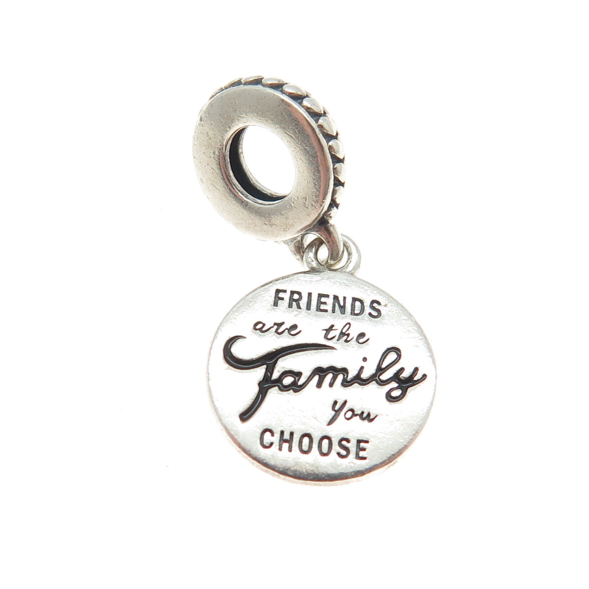 PANDORA 925 Sterling Silver "Friends Are The Family You Choose" Dangle Charm