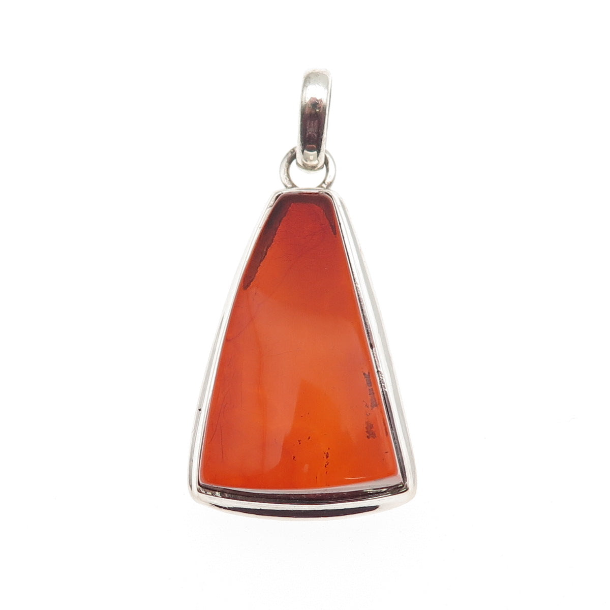 925 Sterling Silver Vintage Real Amber Modernist Pendant