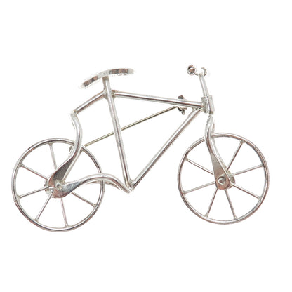 925 Sterling Silver Vintage Mexico Bicycle Movable Wheels Pin Brooch