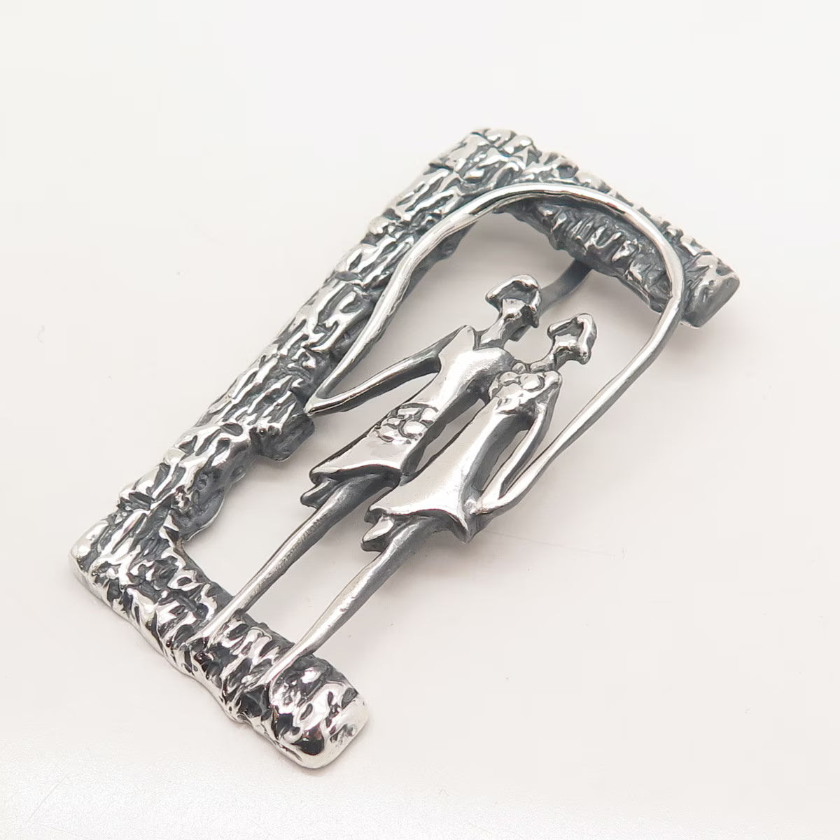 925 Sterling Silver Vintage Mexico ROCA Girls Textured Slide Pendant