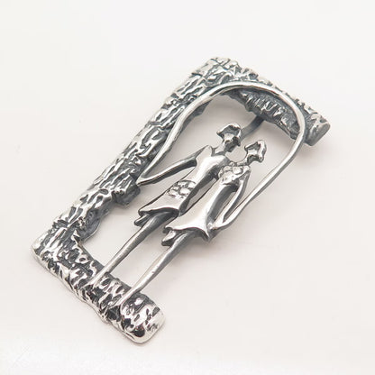 925 Sterling Silver Vintage Mexico ROCA Girls Textured Slide Pendant