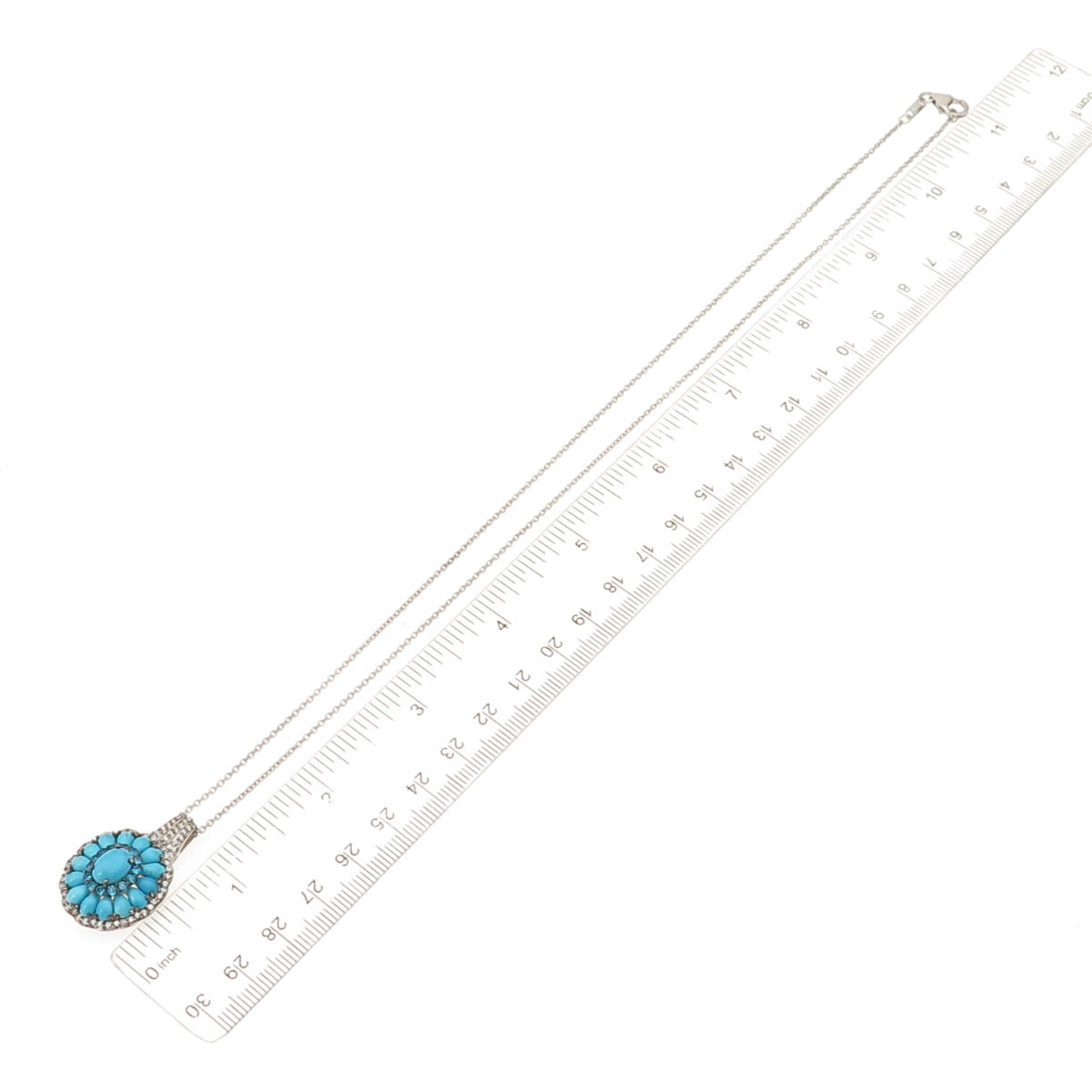 D'Joy 925 Sterling Real Turquoise Apatite & White Topaz Cable Chain Necklace 20"