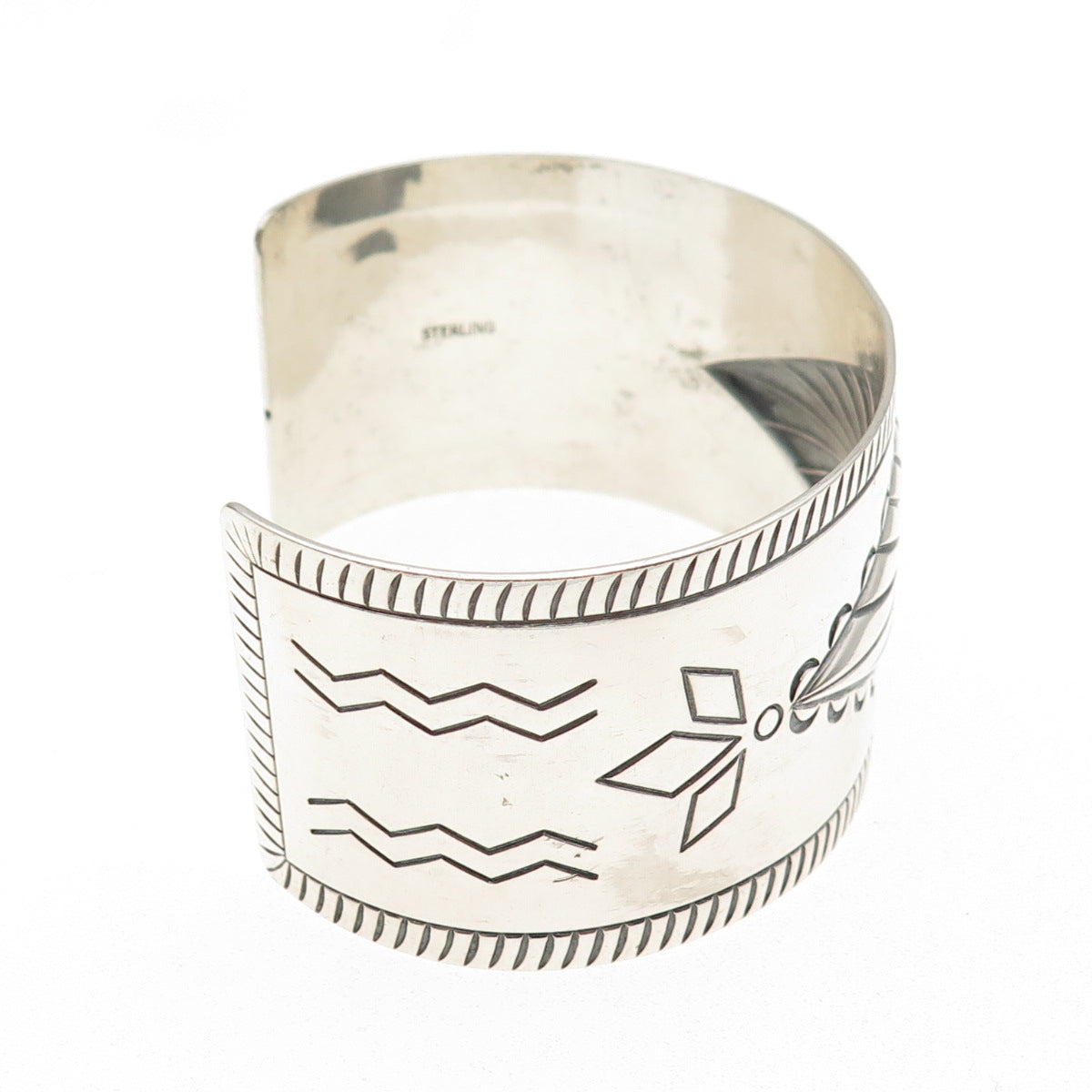 Old Pawn 925 Sterling Silver Vintage Southwestern Adjustable Wide Bracelet 7"