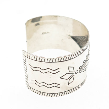 Old Pawn 925 Sterling Silver Vintage Southwestern Adjustable Wide Bracelet 7"