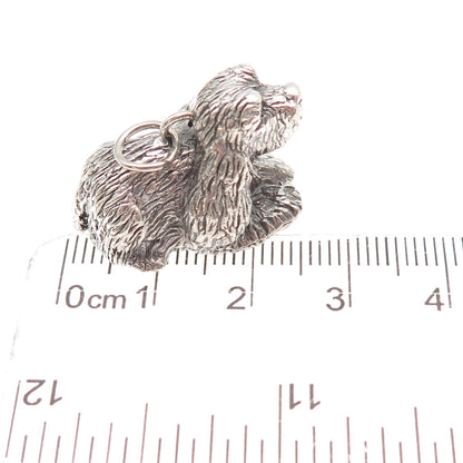 925 Sterling Silver Vintage English Cocker Spaniel Dog Hollow 3D Charm Pendant