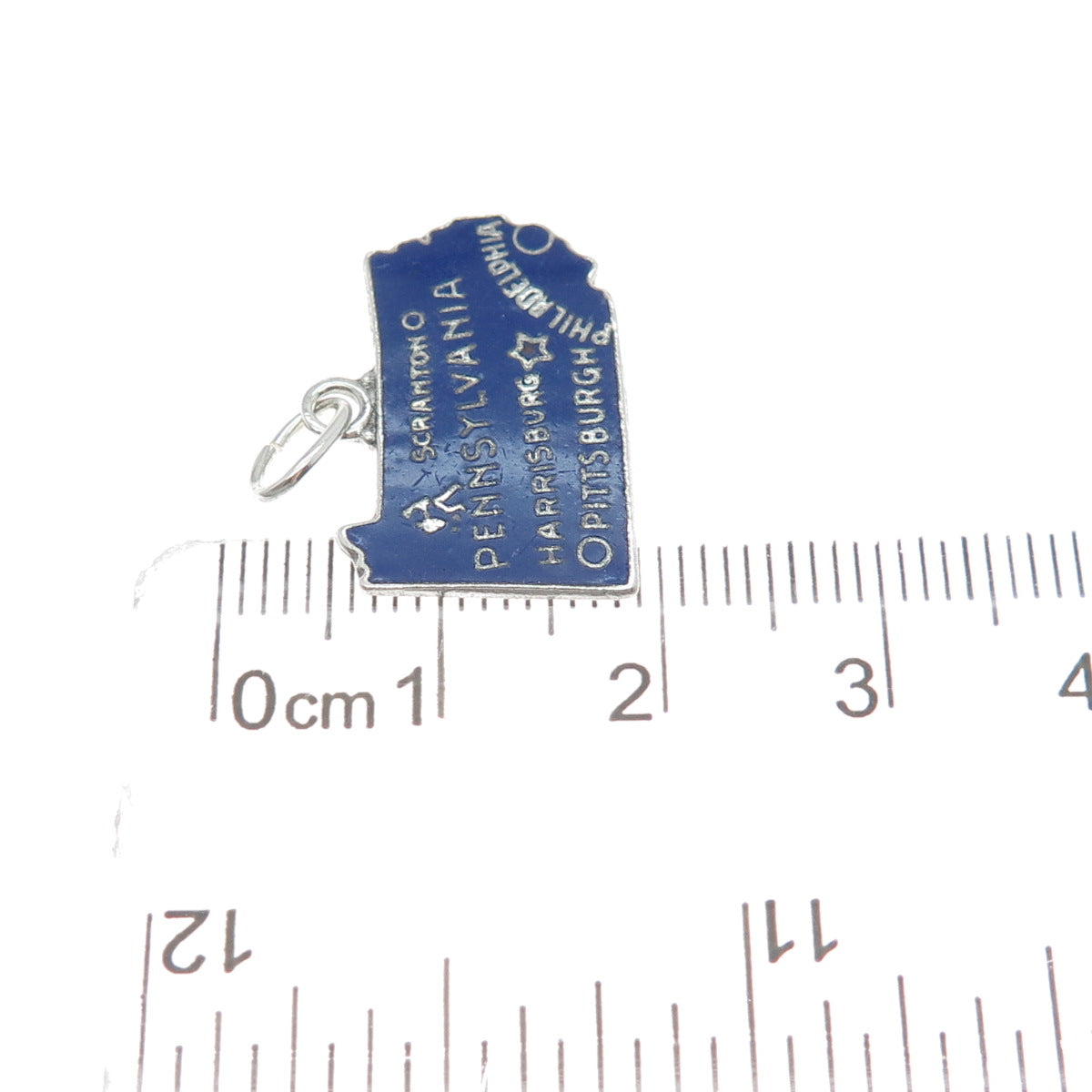 925 Sterling Silver Vintage Enamel Pennsylvania State Minimalist Charm Pendant