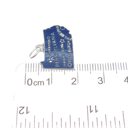 925 Sterling Silver Vintage Enamel Pennsylvania State Minimalist Charm Pendant