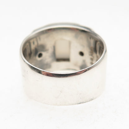 Sajen Sterling Silver Vintage Real Chalcedony & Aquamarine Oxidized Ring Size 8