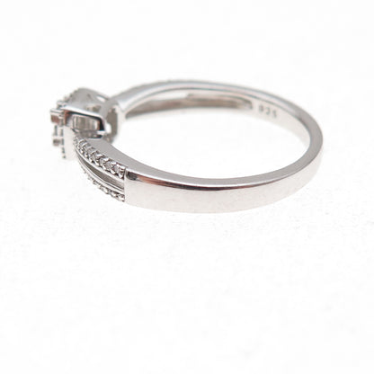 Sun 925 Sterling Silver Real Round-Cut Diamond Engagement Ring Size 7