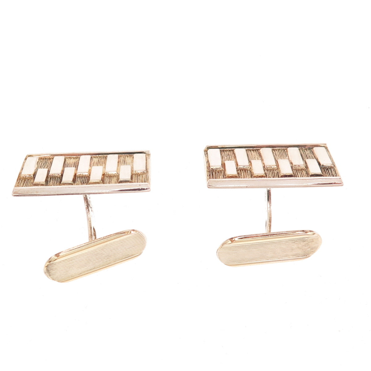 830S Silver 2-Tone Vintage Scandinavia Modernist Cufflinks