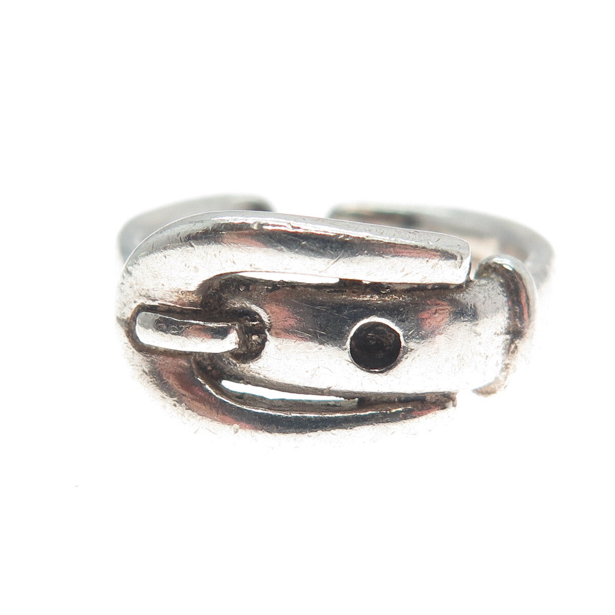 925 Sterling Silver Vintage Belt Buckle Adjustable Ring Size 6.75