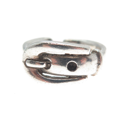 925 Sterling Silver Vintage Belt Buckle Adjustable Ring Size 6.75