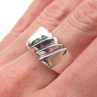 925 Sterling Silver Vintage Modernist Oxidized Ring Size 7.5