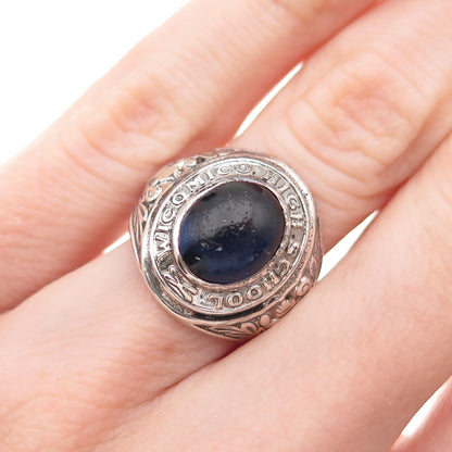 College Seal & Crest 925 Sterling Antique Glass Wicomico High School Ring Size 5