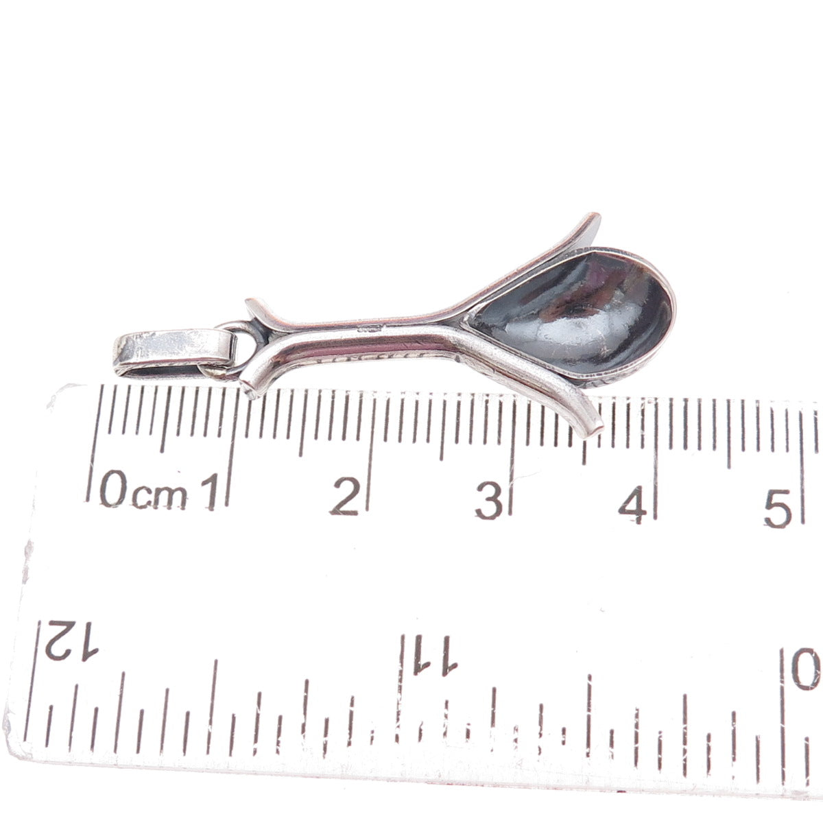 925 Sterling Silver Vintage Modernist Oxidized Charm Pendant