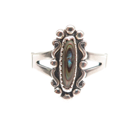 Bell Trading Post Old Pawn Sterling Silver Vintage Abalone Shell Ring Size 6.75