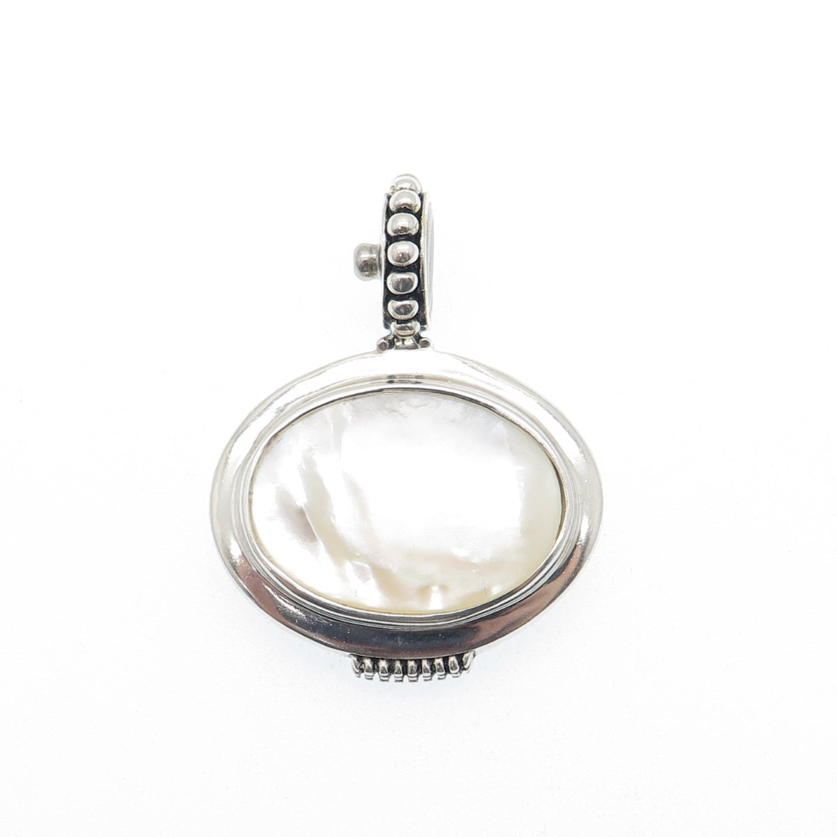 ESPO SIG Joseph Esposito Sterling Silver Vintage Real MOP Beaded Snap Pendant