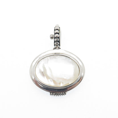 ESPO SIG Joseph Esposito Sterling Silver Vintage Real MOP Beaded Snap Pendant