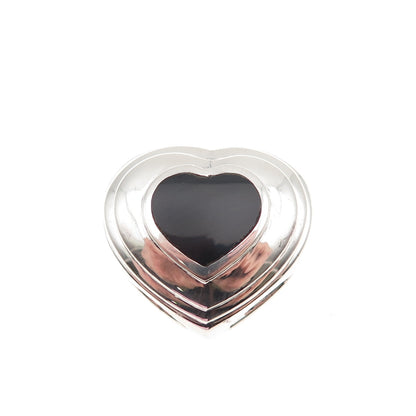 Chapal Zenray Sterling Silver Vintage Real Black Onyx Heart Slide Charm Pendant