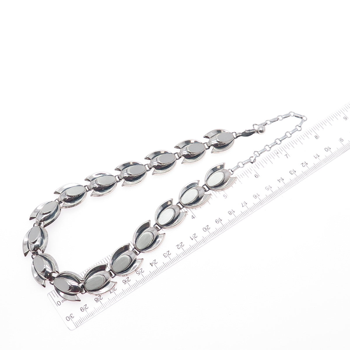 RENOIR SAUTEUR 925 Sterling Vintage Modernist Tulip Flower Chain Necklace 18"