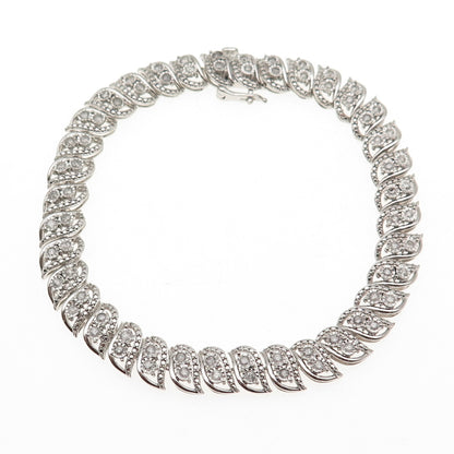 Jane Seymour 925 Sterling Silver Real Round-Cut Diamond Bracelet 7.25"