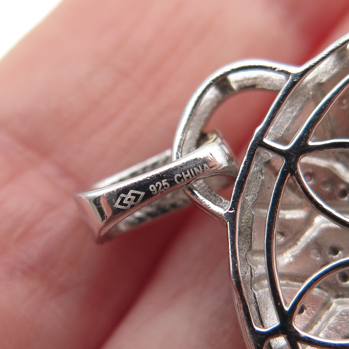 925 Sterling Silver 2-Tone Round-Cut C Z Tree of Life Pendant