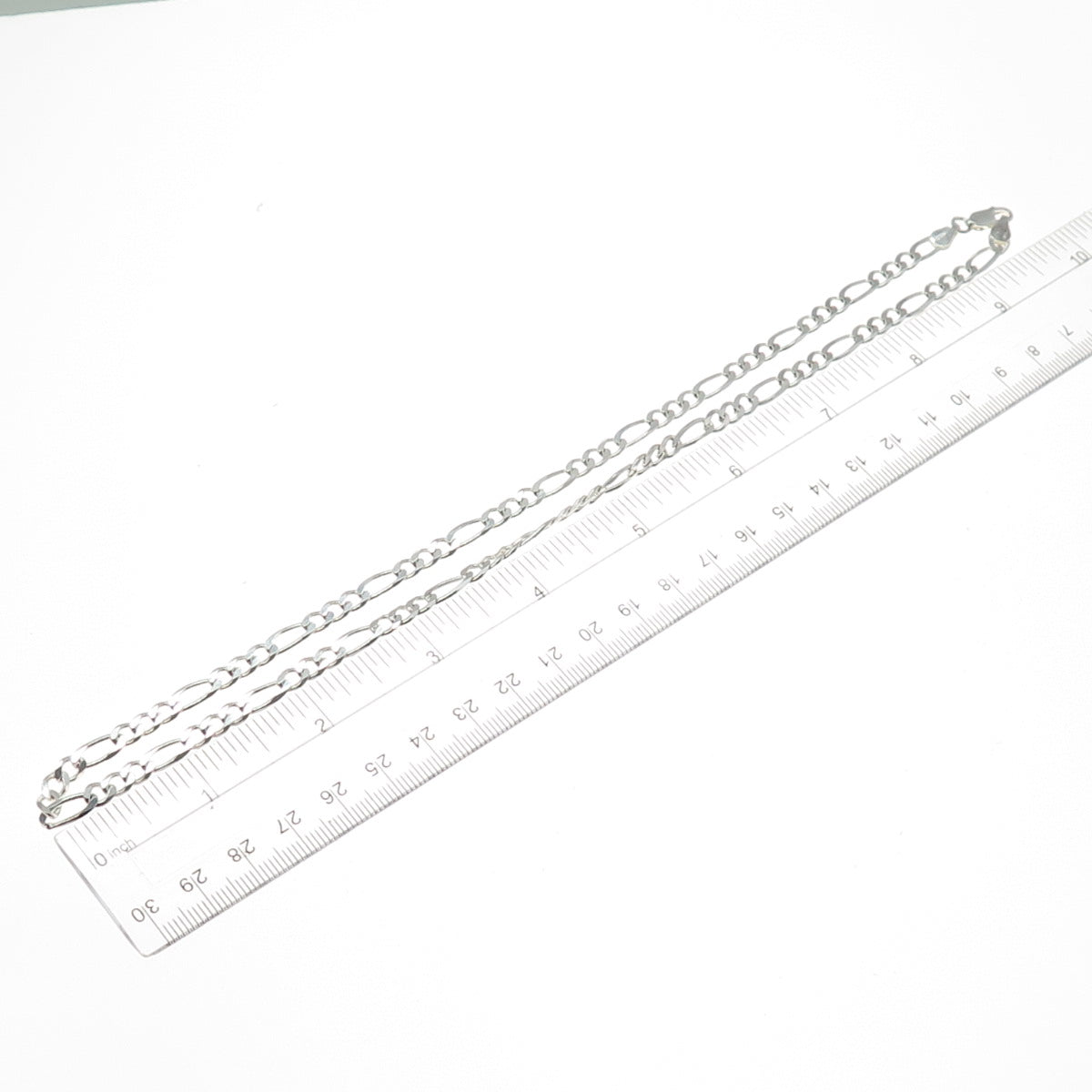 925 Sterling Silver Vintage Italy Figaro Chain Necklace 20"