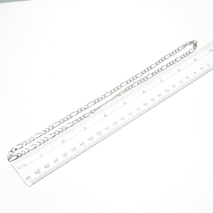 925 Sterling Silver Vintage Italy Figaro Chain Necklace 20"