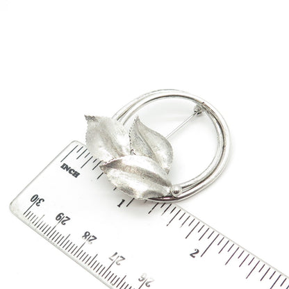 925 Sterling Silver Vintage A&Z Floral Pin Brooch