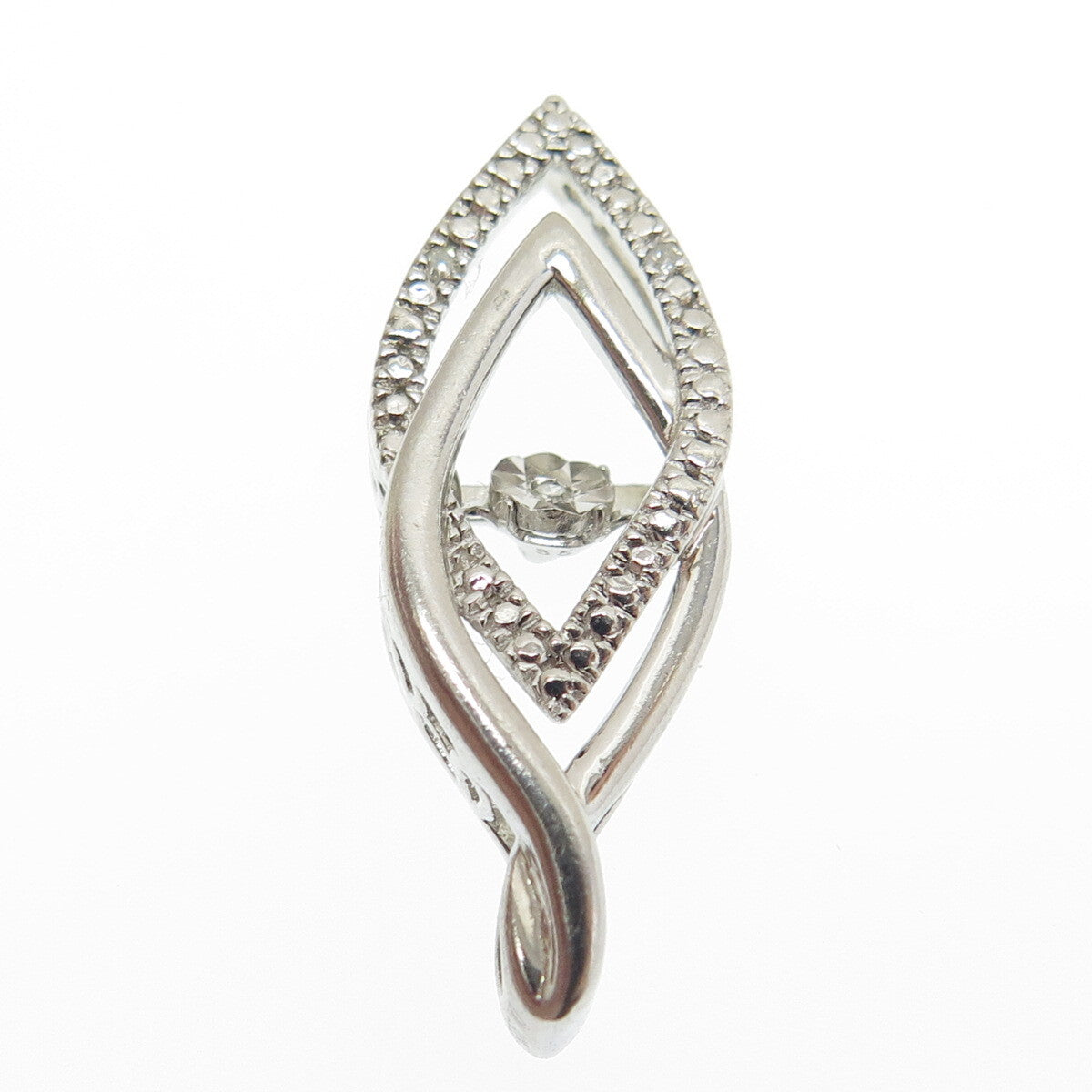 925 Sterling Silver Real Round-Cut Diamond Accent Interlocked Pendant