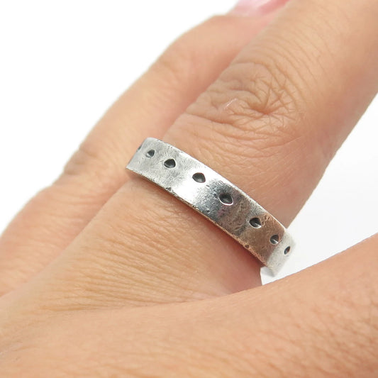 925 Sterling Silver Vintage All Around Dotted Band Ring Size 6.75