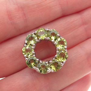 925 Sterling Silver Real Round-Cut Peridot Circle of Life Mini Slide Pendant