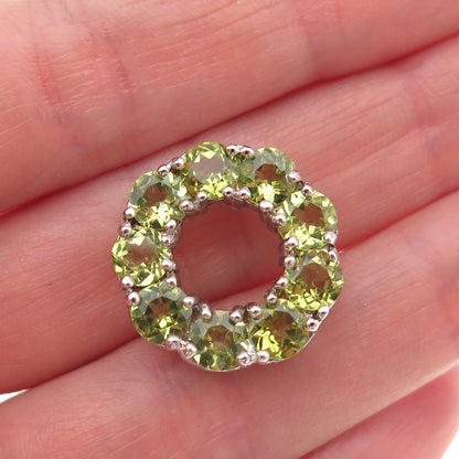 925 Sterling Silver Real Round-Cut Peridot Circle of Life Mini Slide Pendant
