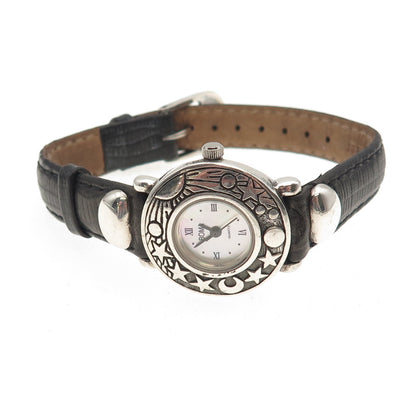 Boma 925 Sterling Silver Vintage Real MOP Celestial Quartz Watch 6.25"