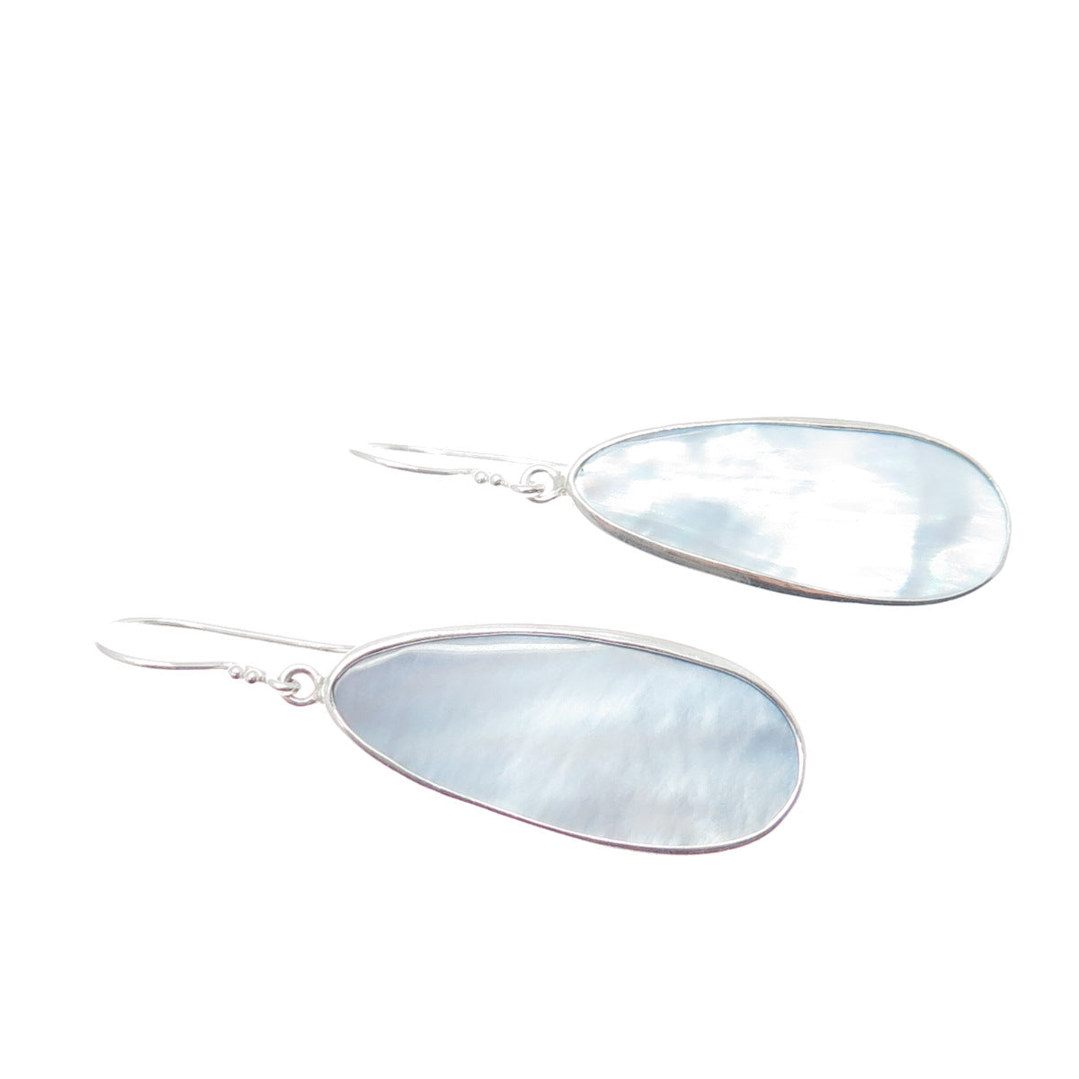 AF DESIGN 925 Sterling Silver Vintage Real Blue MOP Teardrop Dangle Earrings