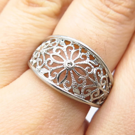 925 Sterling Silver Vintage Ornate Ring Size 7.75